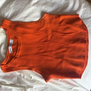 Zara Bright Orange Sleeveless Top